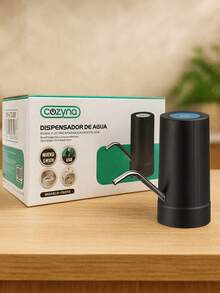 Dispensador de agua eléctrico recargable USB para garrafón portátil compacto accesorio cocina hogar diseño práctico compatible botella estándar carga rápida eficiente. - Negro - Ver 4