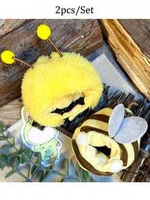 2pcs/Set Cute Clothes For Labubu, Cute Bee Clothes Set For 17cm Labubu Exquisite Accessories For Labubu Collection, Hat Clothes For Labubu, Stylish Adorable Dolls Clothes Accessories