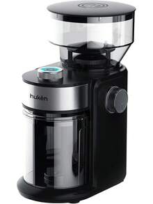Hukën x.| Molino de Café Eléctrico Profesional Power-Grind 200 g| Muelas Ajustables con 12 Niveles de Molienda| Dual Knob para Grosor y Porciones| Muela Desmontable| Acero Inox| 150 vatios - negro/acero - Ver 4