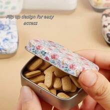 1pc Empty Metal Storage Box, Vintage Hinge Mini Box, Small Candy Tin, Portable Packaging Tin Box, Outdoor Travel Supplies, Home Organization And Storage