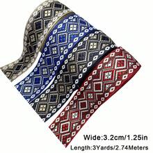 5 mètres/rouleau Ruban géométrique rouge motif bohème jacquard. Ruban tissé géométrique rouge vin brodé. Garniture pour la couture, la décoration de sacs et vêtements faits main