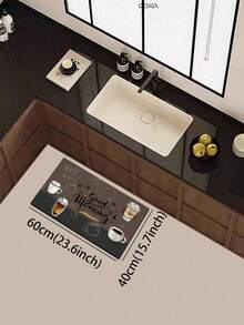1pc Silica Gel Kitchen Floor Mat With Hand-Painted Coffee-Themed Illustration, Featuring Various Coffee Cup Designs Such As Cream-Topped, Takeaway Paper, Transparent Glass, And Ceramic Black Coffee Cups Christmas Decor Kitchen Rug - Multicolor - View 4