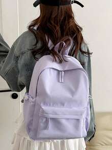 1 件返校时尚经典基本纯色背包，带笔记本电脑隔层书包，可调节肩带和宽敞的多个口袋学生包，轻便大容量休闲旅行背包，多种颜色可选，非常适合青少年/学生/毕业生，适合日常使用、外出、旅行、学校和返校