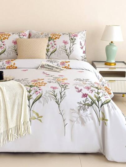 Soft Microfiber Duvet Cover Set With Floral Patterns - Best 2/3 PiecesQuilt Comforter Cover Bedding Set - Includes 1 Duvet Cover And 1/2 Pillowcases - Cheap And High Quality For Twin King Single Queen Double Full Size Doona Quilt Cover