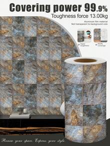 1 Roll 1m/3m/5m Vintage Blue Gray Geometric Stone Pattern Removable And Self-Adhesive Vinyl Wallpaper, DIY Home Decor For Bedroom, Kitchen, Living Room, Bathroom, Cabinet, Furniture Renewal Wall Paper Wall Stickers Room Decor Wall Decor Wallpaper Peel And Stick Bathroom Decor