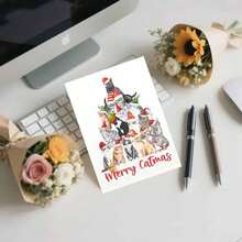 1pc Amusing Cat - Themed Xmas Card, "Merry Catmas" Festive Message, Paper Craft, Ideal For Family & Feline Fans, Quirky Christmas Decoration, Includes Envelope - Multicolor - View 11
