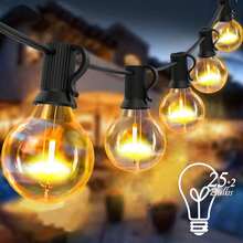 Guirnalda De Luces Para Exterior 15M, Salandens 25+2 Focos G40 Para Jardin Para Impermeable,Serie De Luces Para Exterior, Decorar Patio,Jardín, Terraza, Boda, Fiesta,Navidad - 1 - Ver 2