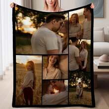 Customized Blankets & Flannel Personalized Photo And Text/Name Blankets,   Personalized Soft And Comfortable Blankets, Customized Special Photo And Text/Name As Birthday Gifts, Family, Wedding, Souvenir Customized Blankets, Blankets Suitable For All Seasons, Washable, Machine Washable, Lightweight, Breathable, Comfortable, Warm, Comfortable Customization, Unique, 280gsm For Him, Her Personalized Ideal Gifts For Her, Him, Family, Boyfriend, Girlfriend, Father, Family, Mother, Lover,  Daughter,   Son,  Grandfather,    Grandmother, Friend, Classmate, Pet.  Perfect Nap, Camping, Travel, Home, Daily Life, Office Decoration, Birthday, Anniversary, Valentine's Day, Thanksgiving, Christmas, Halloween, Mother's Day, Father's Day, Wedding, New Year Gifts,Sofa,Bed,Car,Bedroom,Living Room,Office,  Outdoor Camping, Beach,Wall Decoration