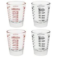 Set Of 2 Shot Glasses - Heavy Glass, Measuring Espresso, Wine, And More 26 - Incremental Measurement 1oz, 6 Tsp, 2 Tbs, 30ml 2, Red+Black