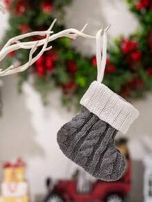 1PC Pink,Gray Knit Stocking,Christmas Stockings, Hanging Stockings Socks Double Sided Fireplace Hanging Stockings, Suitable For Party Decoration New Year Party Gift Favors Supplies,Personalized Initial Stocking, Family Holiday Room Decor Home Decor Bedroom Decor Christmas Decoration Christmas Gifts ﻿ Christmas Decorations Winter Christmas Decorations Home Christmas Gifts Christmas Decor
