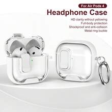 1pc Transparent Wireless Bluetooth Earphone Case Compatible With Airpods 4/ Pro 3, Protective Cover For Airpods Pro/Pro 2, Anti-Drop Earphone Case With Carabiner Holder, Couple Earphone Case