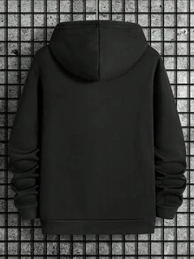 Men's New Style Personalized 777 Letter Print Casual Sweatshirt Fashion Drawstring Hoodie Autumn Winter Top Comfortable Versatile Long Sleeve Hooded Sweatshirt - Black - View 3