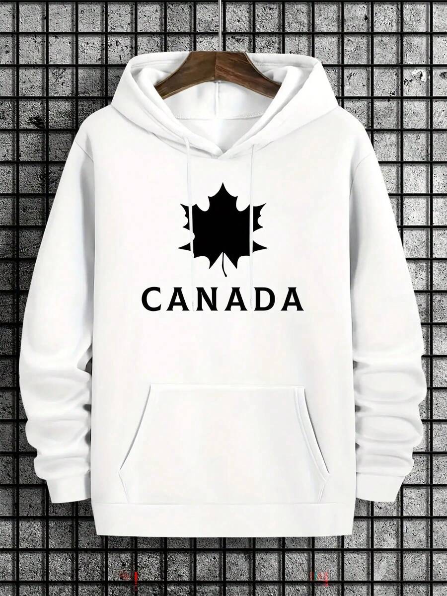 Sudadera con capucha estilizada y creativa con letras CHNADA para hombres y mujeres 5TVJ - Blanco - Ver 1