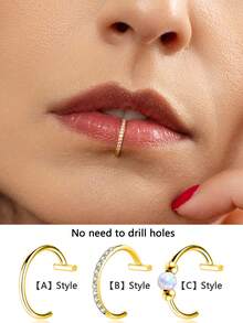 2 chiếc/1 chiếc khuyên môi bạc không xỏ khuyên phong cách Punk, khuyên môi giả thời trang và cá nhân hóa, khuyên môi bằng thép titan, trang sức nữ, khuyên môi thích hợp cho trang phục hàng ngày của nam và nữ, đồ bơi bãi biển, tắm nắng. Vũ hội, tiệc tùng, ngày lễ tình nhân, Halloween, Giáng sinh, Ngày của Mẹ, mùa tựu trường, quà tặng sinh nhật cho bạn gái/bạn trai/mẹ/cha/bạn cùng lớp, trang sức nữ Y2K - vàng - Xem 7