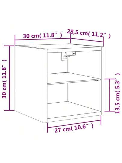 VidaXL TV Wand Unit LED Lighting 30x28.5x30 Cm Grijs Sonoma view 2