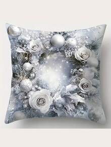 4pcs Golden Christmas Tree Pattern Pillow Set - Soft And Comfortable Polyester With Zipper Design, Machine Washable, Suitable For All Room Types (Excludes Insert) - Sizes: 15.7x15.7, 17.7x17.7, 19.7x19.7Inches - Silver - View 6