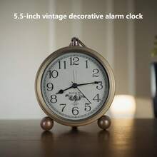 Mantel Clock Retro Vintage Non Ticking Table Desk Alarm Clock Battery Operated Silent Quartz Movement HD Glass For Bedroom Living Room Indoor Decoration - Multicolor - View 3