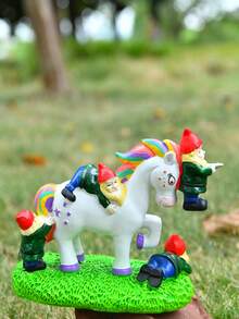 1 Unicorn Garden Statue, Fun Outdoor Lawn And Yard Figurine, Housewarming Sculpture Decoration, Halloween Christmas Outdoor Decoration, Christmas Gift