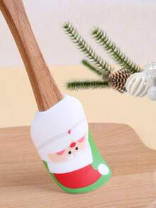 6 Stücke Festliche Weihnachtsthemen Holzgriff Silikon Spatel - Cartoon Weihnachtsmann, Schneemann, Schneeflocken, Lebkuchenmann Muster, zum Backen, Kochen & Feiertags-Feiern (Geburtstag, Valentinstag, Erntedank, Weihnachten)