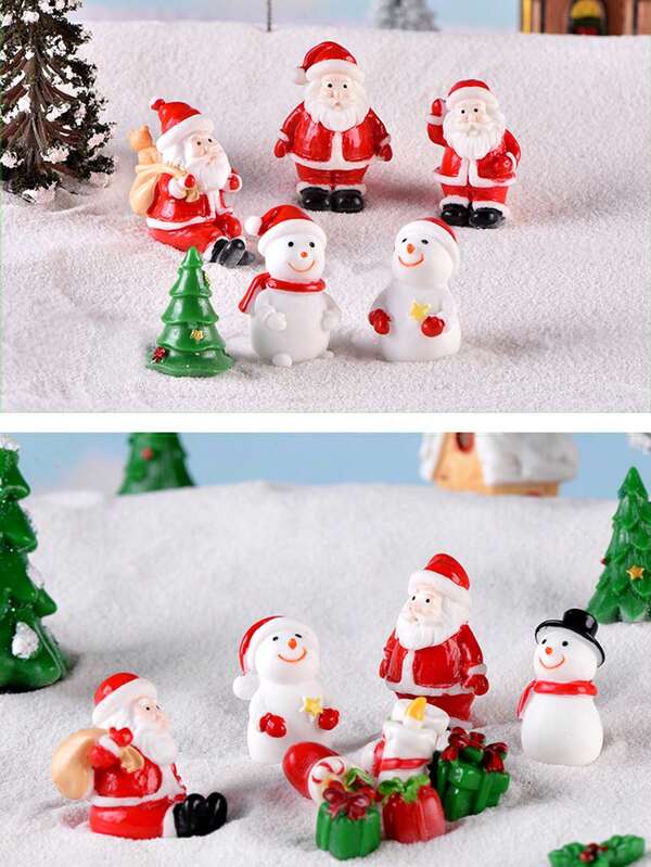 Weihnachts-Weihnachtsmann-Schneemann Mikrolandschaft Schneeszene Zugbox Weihnachtsstrümpfe Kleine Geschenkglocke Harz Ornamente Heim Dekoration Weihnachtsdekoration Raumdekoration Winter