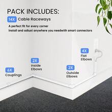 147in Cord Cover Wire Covers For Cords On Wall, Small Cord Cable Hider For 1 Wire, Ease Installation Cords Hider For Wall Mount TV, Paintable Cable Cover Raceway, L15.7 W0.59 H0.4in, White