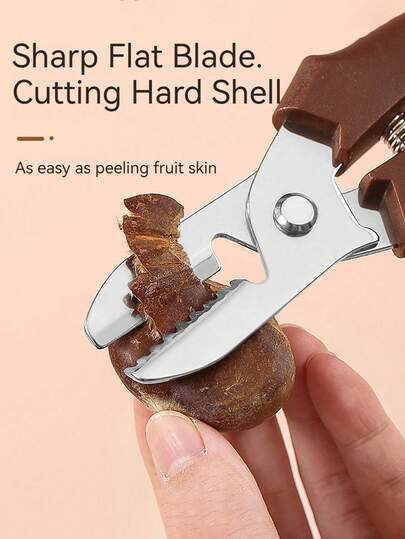 1 pezzo Attrezzo taglia castagne in metallo, schiaccianoci manuale, apribottiglie in acciaio inossidabile, pinze per sgusciare noci, nocciole, noci pecan, utensile da cucina per la frutta