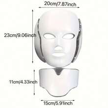 7-Color LED Facial Mask, Neck Beauty Care, No Odor, Suitable For Family And Salon, Perfect Holiday Gift For Girlfriend And Mother(White) - 美規A型插(110-127V) - 查看 4