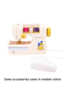 Set di macchine da cucire elettriche giocattolo per bambini, set fai-da-te per cucire vestiti in miniatura, accessori da sarta per il gioco di ruolo delle ragazze, mini strumenti di apprendimento della cucitura, decorazione per la stanza di apprendimento della cucitura, adatto per riparare vari indumenti piccoli