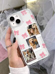 1 pieza Funda de teléfono personalizada con dibujo de lazo y mascota, funda protectora de teléfono a prueba de golpes y gruesa, adecuada para iPhone 11, 13, 15, 16 Pro Max