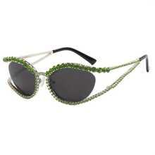 New Steampunk Leopard Women's European And American Style Round Frame Fashion Glasses Versatile Decorative Glasses FJRL - 銀色邊框透明水鑽黑灰色 - 查看 7