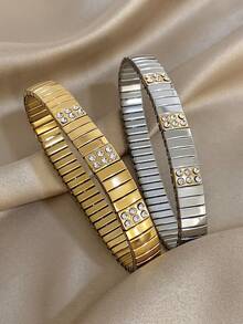 1 buc minimalist elastic bandă curea de ceas brățară pentru femei stras stivuibil brățară din oțel inoxidabil pentru bijuterii de petrecere zilnică Halloween cadouri de Crăciun