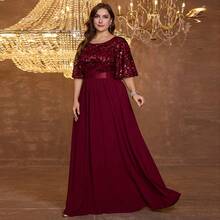 XUIBOL Váy dạ hội cổ chữ V chất liệu voan co giãn cao cấp, đính sequin lấp lánh, siêu ôm, cỡ lớn, thích hợp cho đêm hẹn hò, đám cưới, tiệc tùng, sinh nhật, kỷ niệm, cocktail, dạ tiệc trang trọng, khách dự tiệc cưới, tiệc độc thân, ngày lễ, mùa hè/thu - Màu Đỏ Sâu - Xem 11