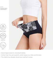 Women's Cotton High Waist Tummy Control Panties Jacquard Ladies Panty Multipack - Comfort - 簡訊 02 - 5 條裝 - 多種顏色 - 查看 5