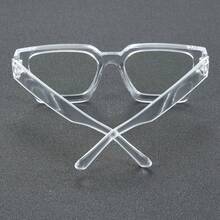 1 Pair Of Men's Transparent Glasses – Modern Square Frame, Not Actual Lenses; Lightweight And Durable Plastic Frame With Transparent Temples. Simple Round/Rectangular Lenses, Suitable For Daily Use, Office, School, And Parties. Ideal For Halloween. - Khung trong suốt màu trắng - Xem 4