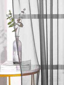 1pc Elegant Sheer Gray Voile Curtain With Semi-Transparent Rod Pocket Design, Suitable For Bedroom, Living Room, Kitchen, Bathroom, Modern Home Decor