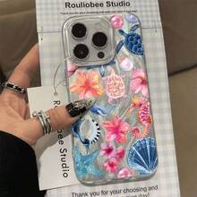 Funda para phone (1 unidad) con diseño moderno y único de corazones, granadas, estrellas y flores. Resistente al agua, a las huellas dactilares y a los arañazos. Transparente, suave y brillante. - Colores mixtos 4 - Ver 4