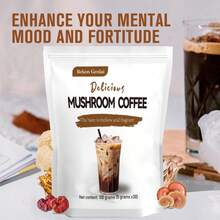 Mushroom Coffee Powder - Multiple Mushroom Extracts, Instant Coffee - Energizing And Hydrating, Improves Focus, Energy, Concentration, Cognition And Immunity, 100g - 彩色 - 查看 4