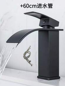 1pc Nordic Frosted Stainless Steel Waterfall Faucet, With Hot And Cold Water, Suitable For Countertop Basin, Wash Basin, Bathroom Vanity, Single-Hole. It Is Also Applicable To RVs. This Unique Waterfall Faucet Is An Ideal Gift For Halloween And Christmas.