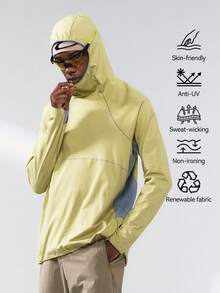 INFLATION 25 Breathable Hooded T-Shirt, Lightweight Long Sleeve T-Shirt For Sports & Outdoor, Autumn - Yellow - View 3
