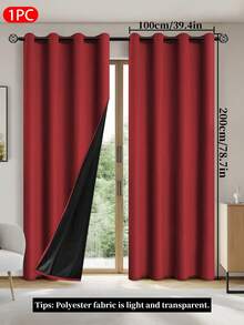 1pc Blackout Curtain Panel With Thermal Insulated Lining, Suitable For Living Room, Bedroom, Kitchen, Bathroom, Home Decor, Room Decor - Red - View 13