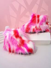 儿童雪地靴，厚底保暖内衬踝靴，适合幼儿/小孩，男女通用 - 紅色 - 查看 4