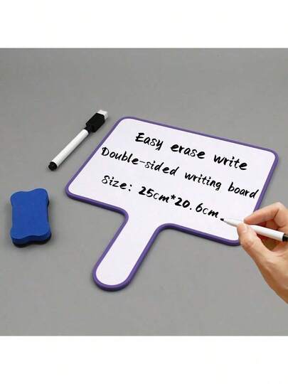 Whiteboard Hand Held Cards Two-Sided Portable Easy Wipe Write Leave A Message Multi Functional Record Whiteboard Non-Magnetic Whiteboard Pen Eraser For Judges Household Meeting Pick Up Sign Etc