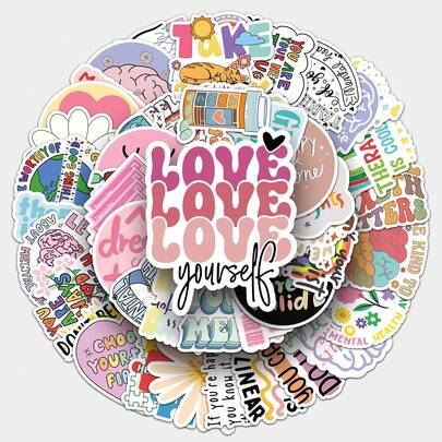 50 Psychological Health Personalized Graffiti Stickers Depression English Slogans Decorative Water Cup Phone Case Stickers Scrapbook Supplies Funny Stickers Laptop Stickers Kindle Phone Stickers
