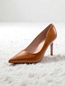 Plus Size Women High Heel Pointed Toe Dress Shoes, Comfortable & High-End - Camel - View 3