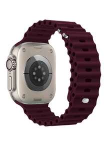 1 件男女通用运动海洋风格表带,兼容 49 毫米 46 毫米 45 毫米 44 毫米 42 毫米 41 毫米 40 毫米 38 毫米系列 10/9/8/7/6/5/4/3/2/1 Ultra SE - 酒紅色 - 查看 5