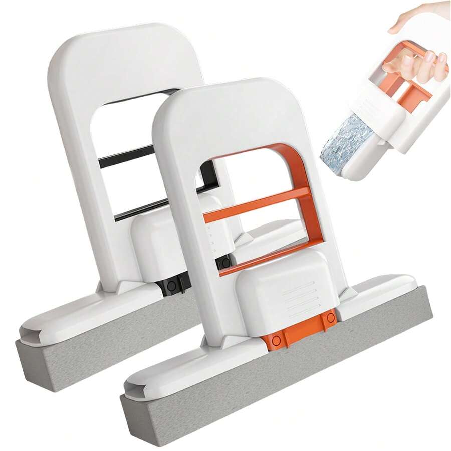 2/1 件迷你折叠桌拖把，手持式迷你拖把，自挤压便携式清洁海绵拖把，干湿两用