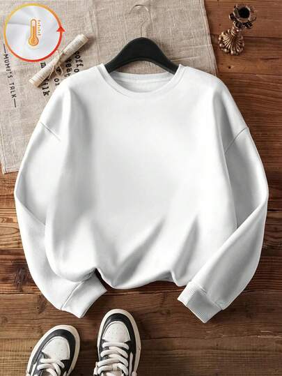 Hoodie, Warm Fleece Lining For Fall And Winter, Oversized Cotton Hoodie With A Curve, Sweet Girlish Style, Vintage/Loungewear/Streetwear/Preppy, Loose-Fitting Tops, Soft And Breathable Long-Sleeved Sweatshirt, Tops For Boys And Girls, New Collection, Adolescent Sudaderas, Halloween Niña, White Top