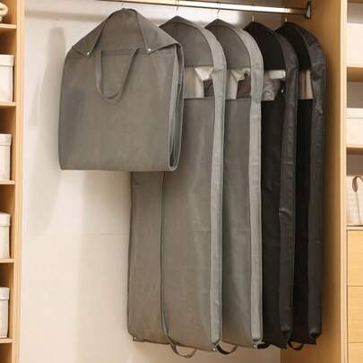 1pc Travel Garment Protector Set, Dustproof Cover Bag, Hanging Dress Bag For Dresses, Wardrobe Hanging Garment Dust Cover Bag, Thick Down Jacket Storage Bag