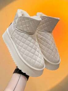 35-40 Rhombus Muster Lässig Schneestiefel, dicke Sohle, geeignet für Innen, Außen, Festivals im Winter