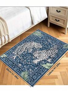 1pc Tiger Area Rugs, Boho Washable Rugs For Living Room, Vintage Soft Dining Room Rug, Non Slip Resistant Large Floor Carpet For Office Bedroom,Living Room,Entrance Welcome Door Mat,